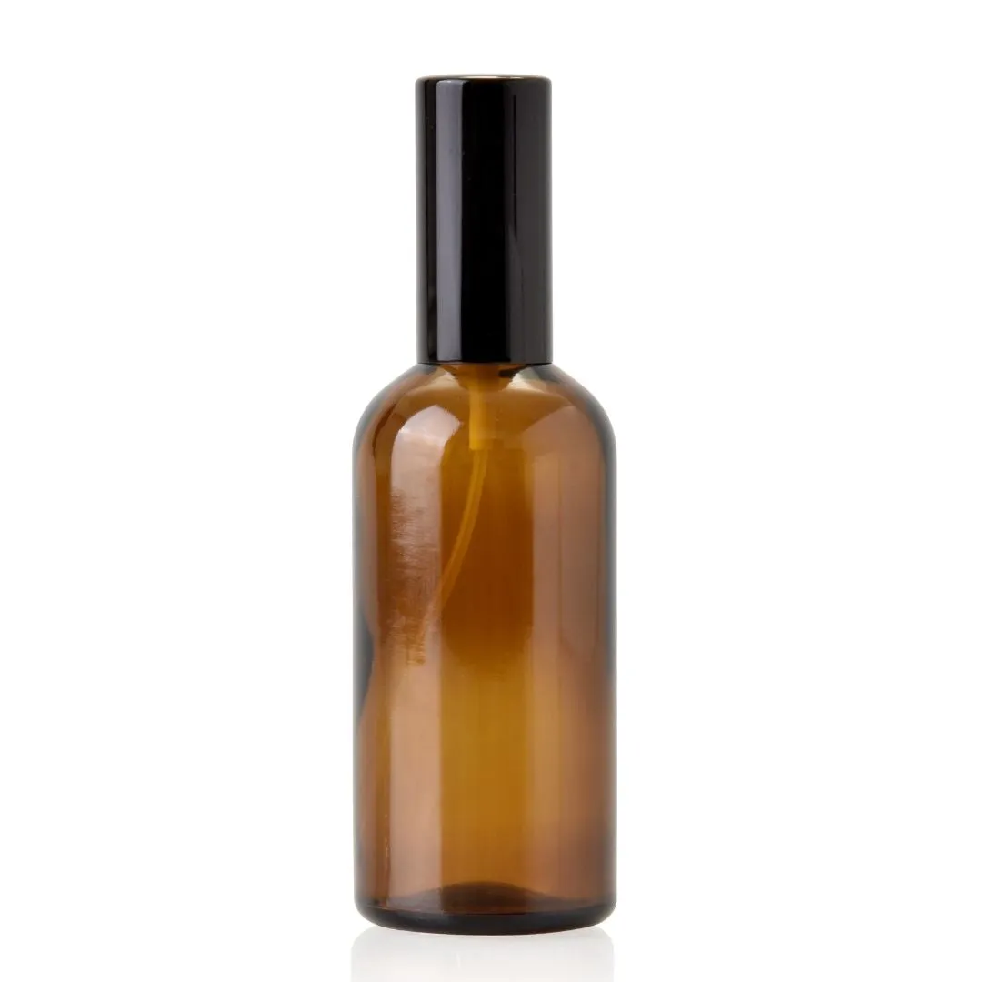 100ml Amber Glass Spray Bottle (Shiny Black)