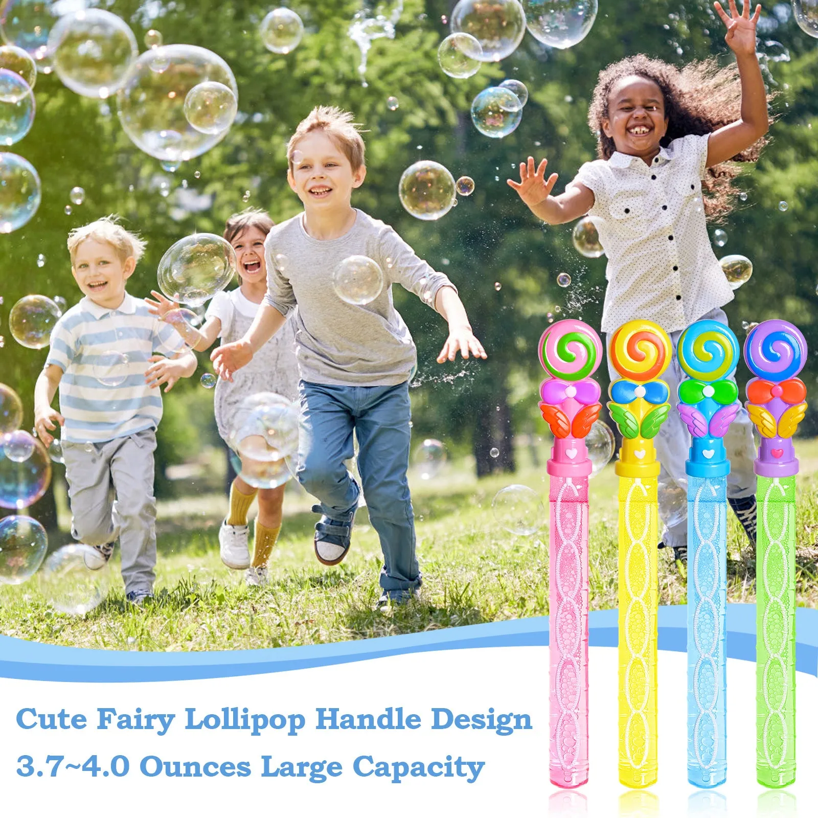 12PCS Assorted Macaron Lollipop Bubble Maker Wands Bubble Sticks