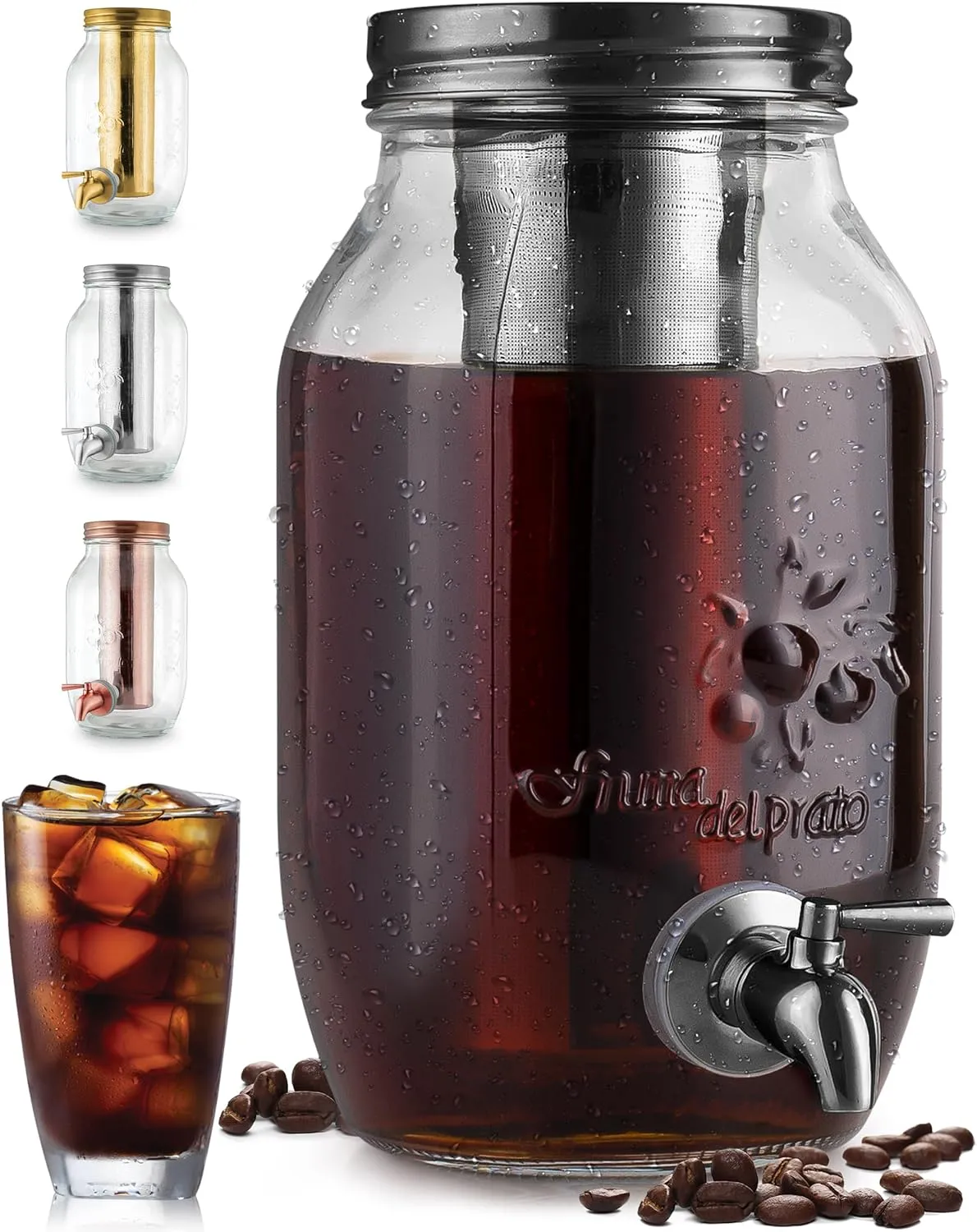 1.5 Liter Cold Brew Coffee Maker with Extra Thick Glass Carafe & Stainless Steel Mesh Filter