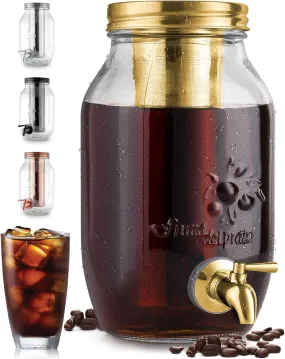 1.5 Liter Cold Brew Coffee Maker with Extra Thick Glass Carafe & Stainless Steel Mesh Filter