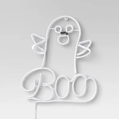 16" LED Faux Neon Ghost and Boo Halloween Silhouette Light with Motion - Hyde & EEK! Boutique