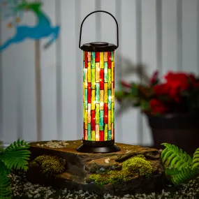 16"H Solar Mosaic Pillar Lantern,2sp8458