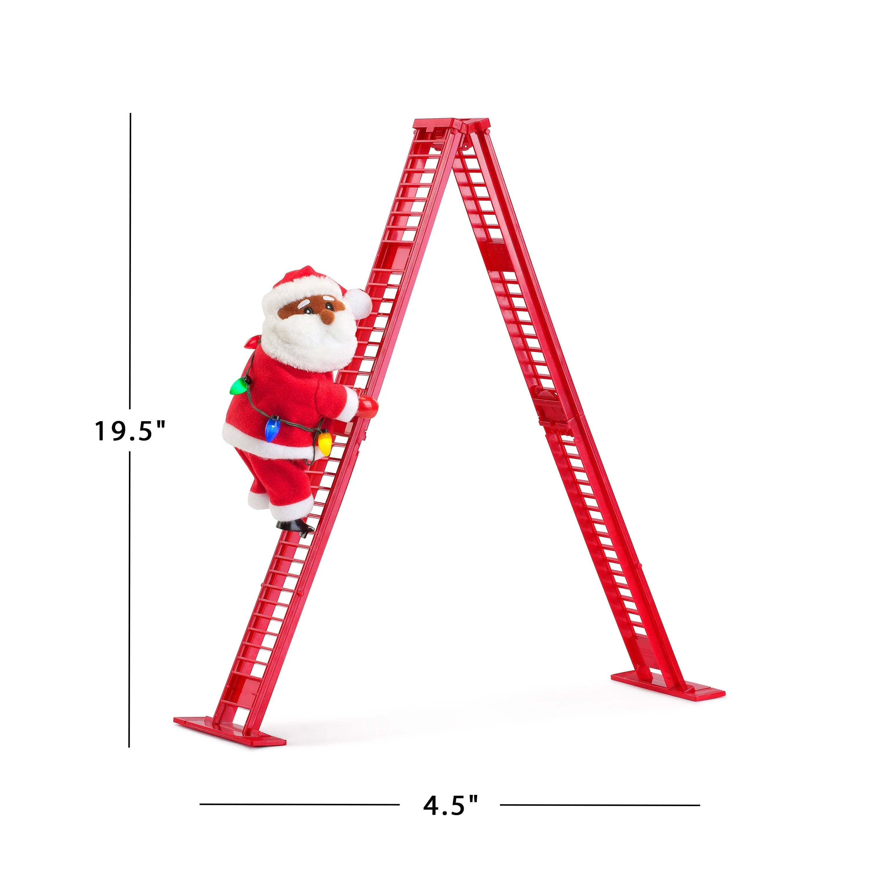 17 in. Animated Ladder Climbing Black Santa