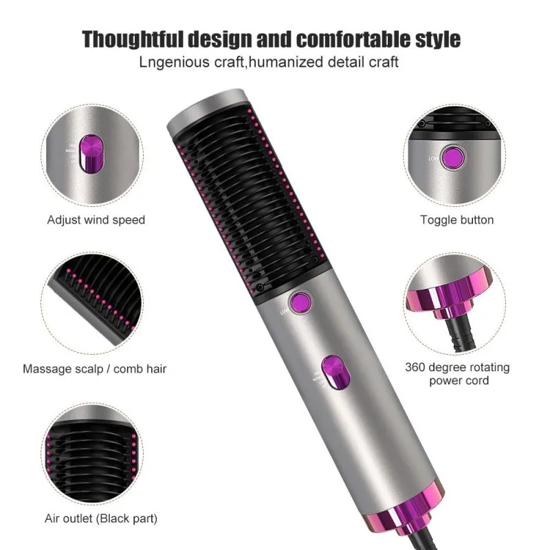 3 in 1 hot air hair dryer, hair straightener and hair curling iron brush by Angel decoration | Hairstyling tools