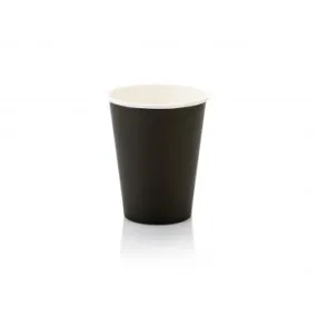 350ml Paper Coffee Cup Single Wall Black with White Sip Lid 10pack