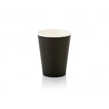 350ml Paper Coffee Cup Single Wall Black with White Sip Lid 10pack