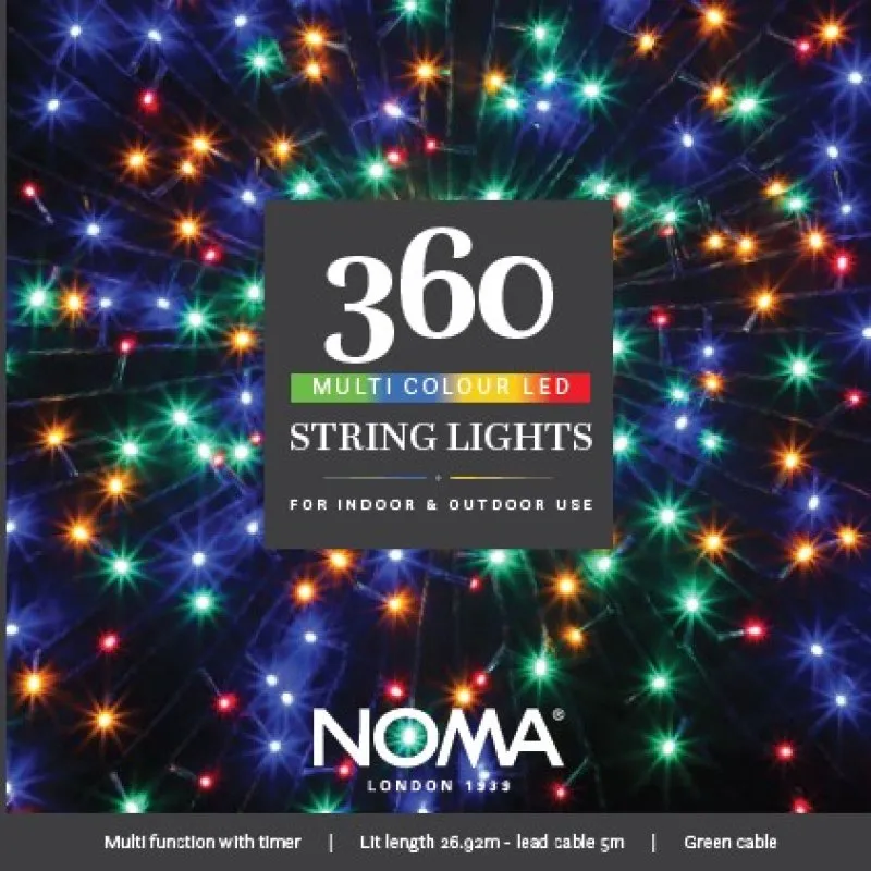 360 Multicolour Multifunction String Lights With Green Cable