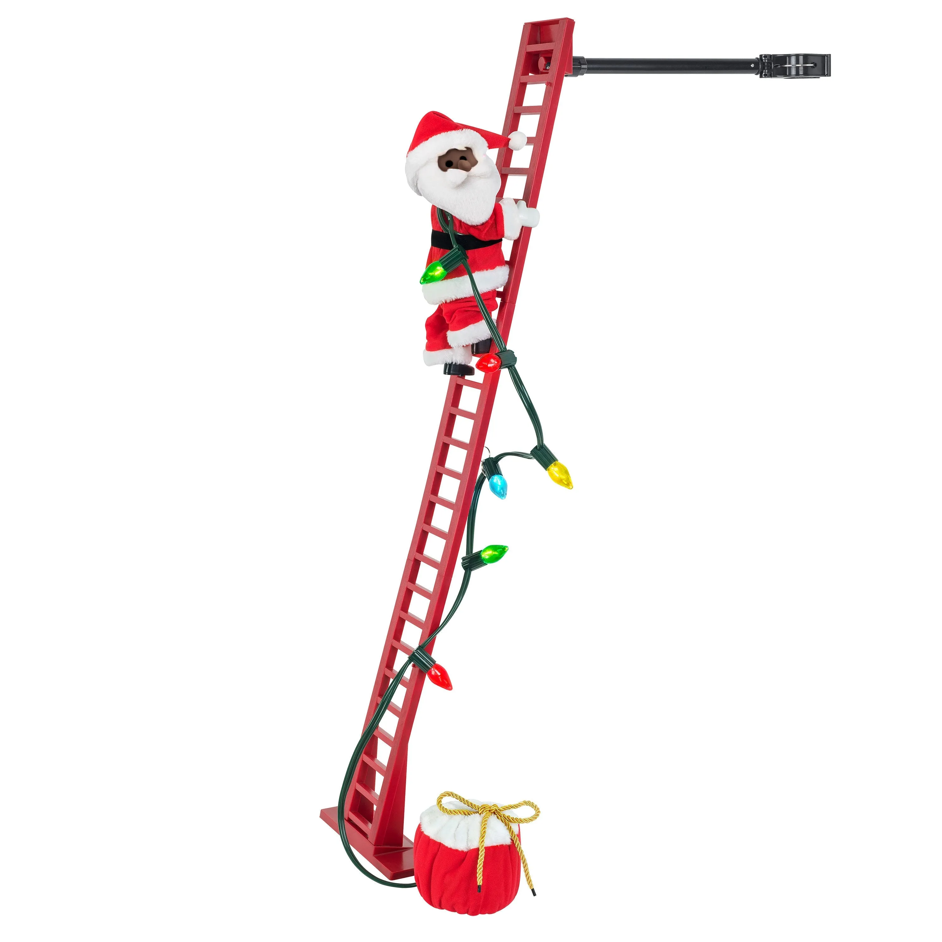 43 in. Animated Ladder Climbing Black Santa