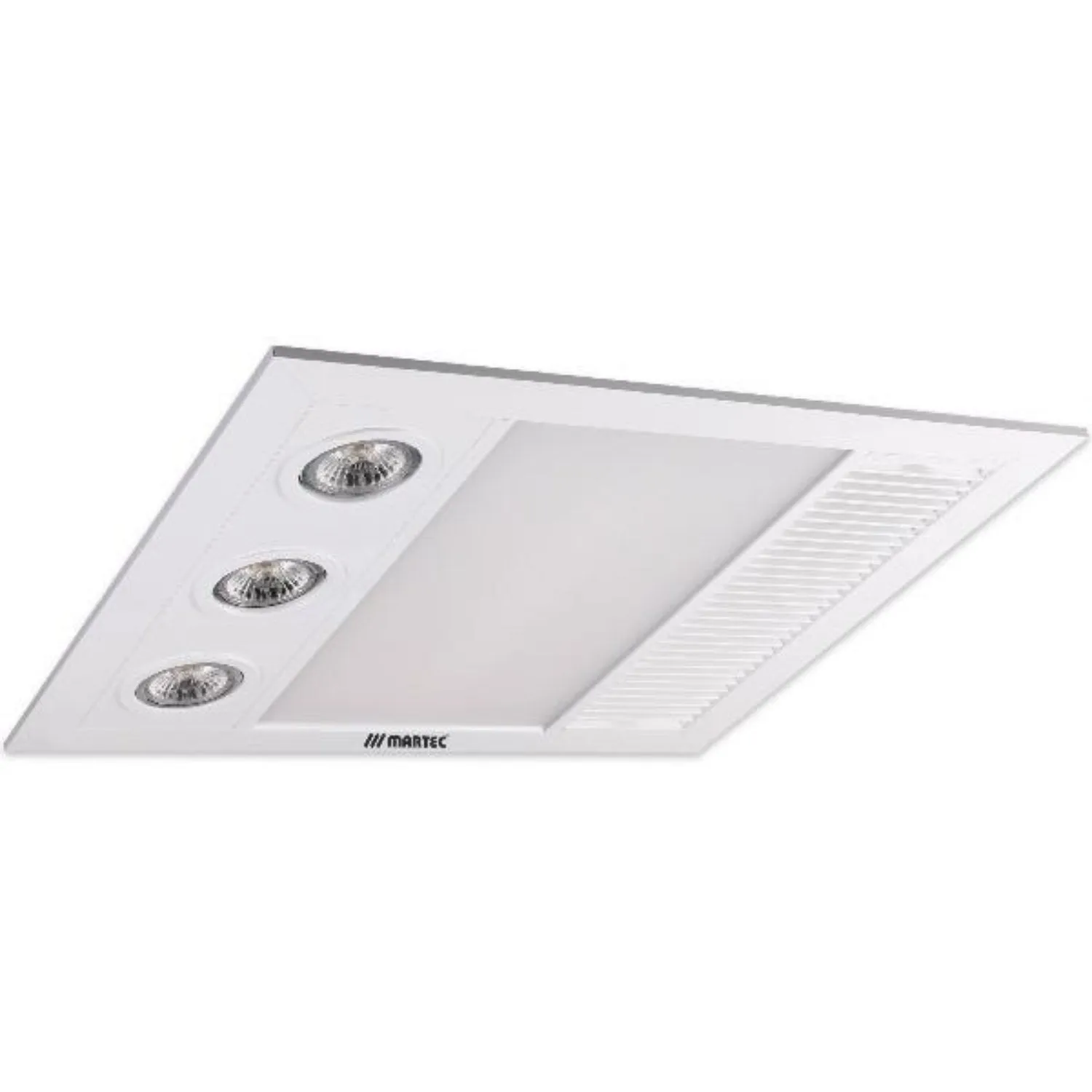 480m³/h Martec Linear MINI 3 in 1 Bathroom Heater / Exhaust Fan and LED Light in Silver / White