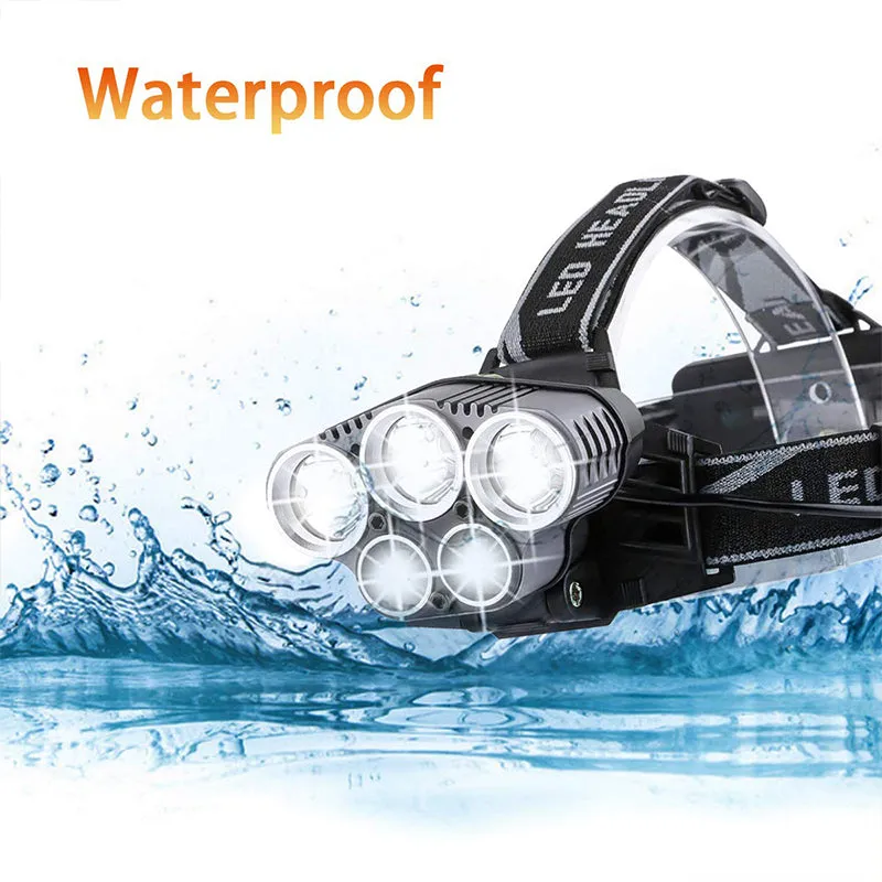 5 LED Strong Headlight USB Rechargeable Flashlight Headlamp