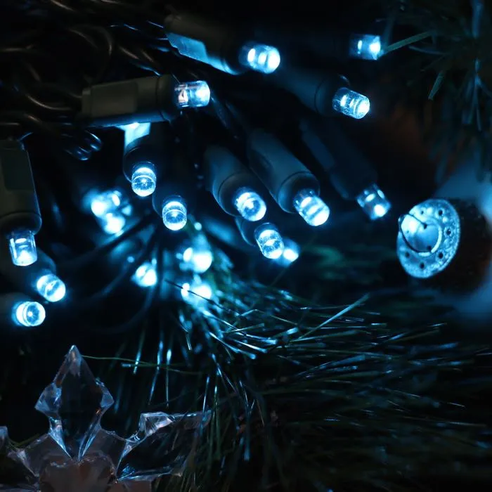 50-light  5mm Teal LED Christmas Lights, 6" Spacing