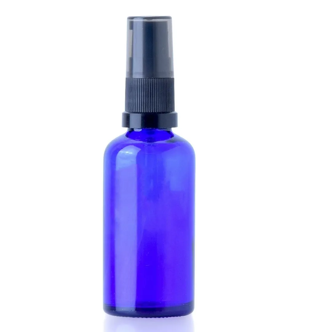 50ml Cobalt Blue Glass Serum Pump Bottle