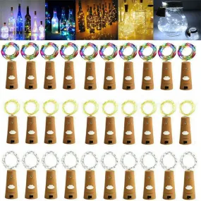 5/10pcs Garland Wine Bottle Fairy String Lights 20 LED Battery Cork Copper Wire String Light For Christmas Party Wedding Decor