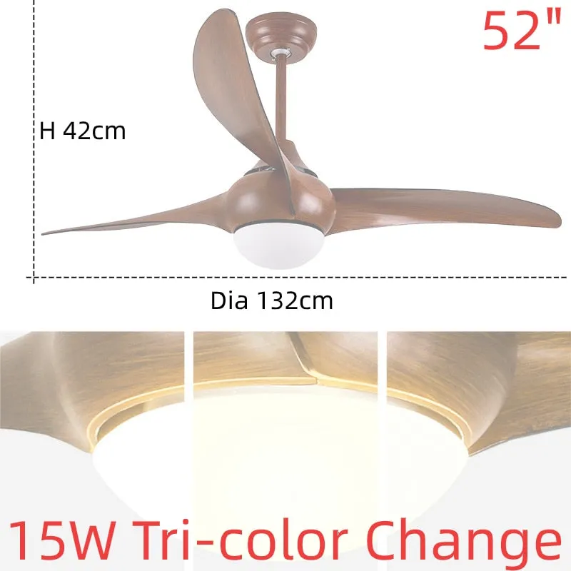 52-Inch Ceiling Fan Lamp with Remote - Features 3-Color Change, ABS Blades and Silent Copper Motor