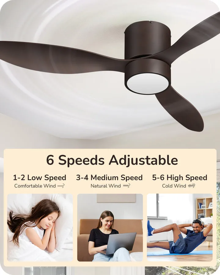 52 Inch Dimmable 3 Color Modern Ceiling Fan with Light and Remote-HCFM02A