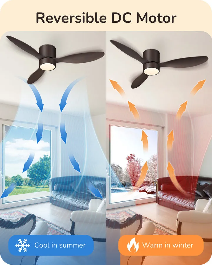 52 Inch Dimmable 3 Color Modern Ceiling Fan with Light and Remote-HCFM02A