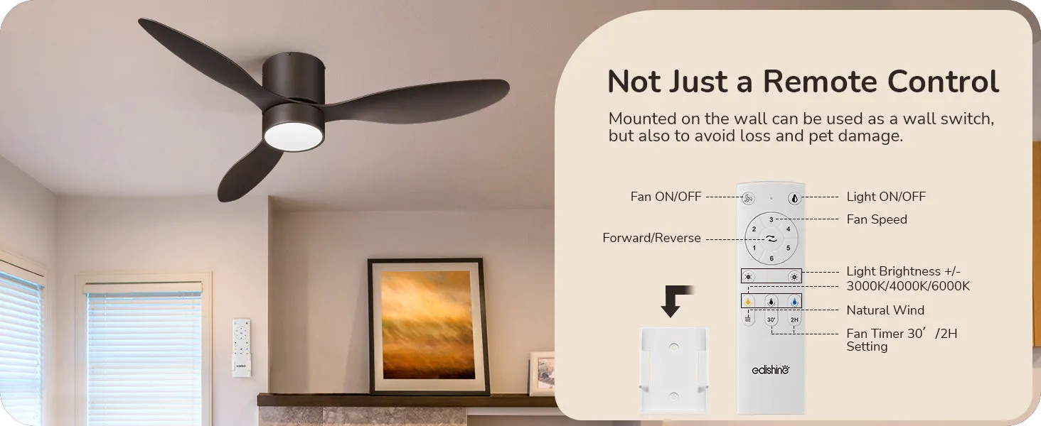 52 Inch Dimmable 3 Color Modern Ceiling Fan with Light and Remote-HCFM02A