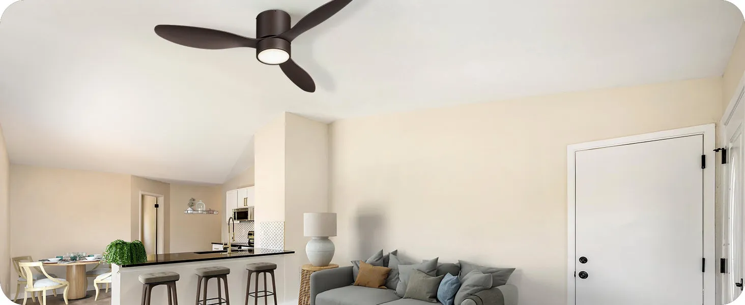 52 Inch Dimmable 3 Color Modern Ceiling Fan with Light and Remote-HCFM02A