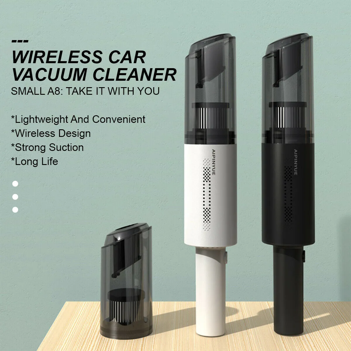 6000Pa Suction Portable Car Vacuum Cleaner, Wireless Charging