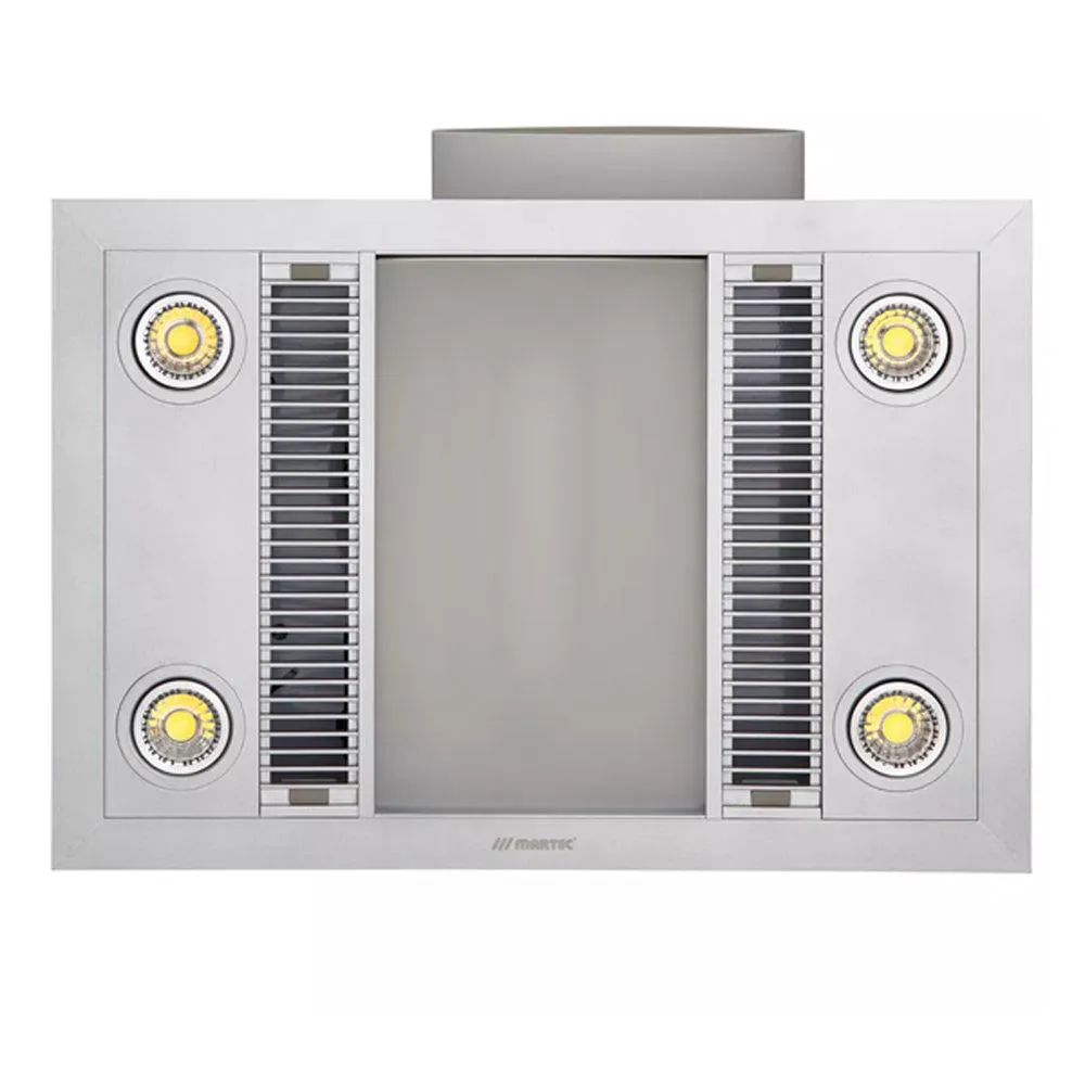 600m³/h Martec Linear 3 in 1 Bathroom Heater Exhaust Fan and LED Light in Silver or White