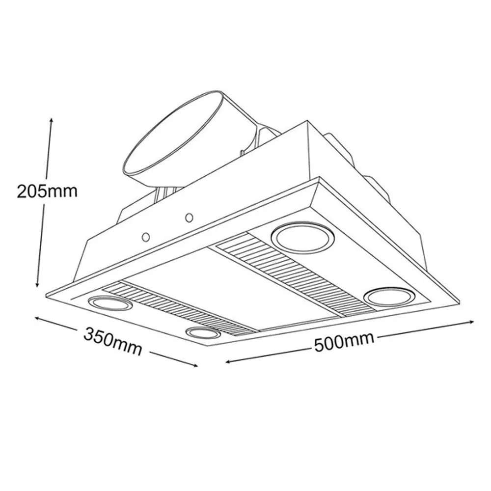 600m³/h Martec Linear 3 in 1 Bathroom Heater Exhaust Fan and LED Light in Silver or White