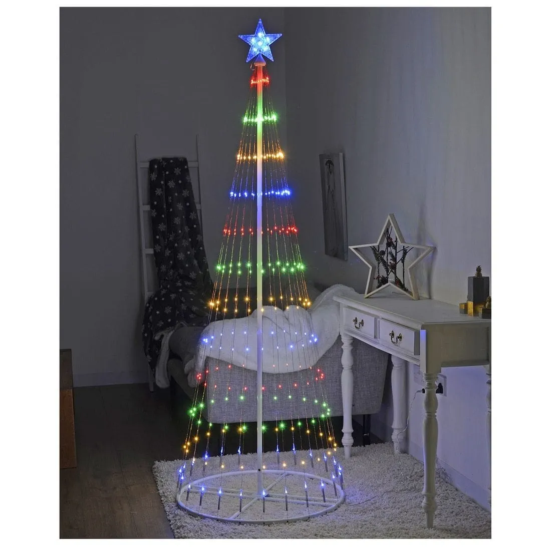 6ft LED Multicolour Light String Tree With Star Topper