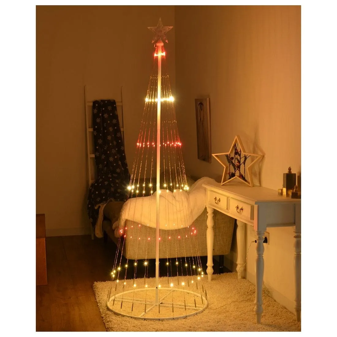 6ft LED Multicolour Light String Tree With Star Topper