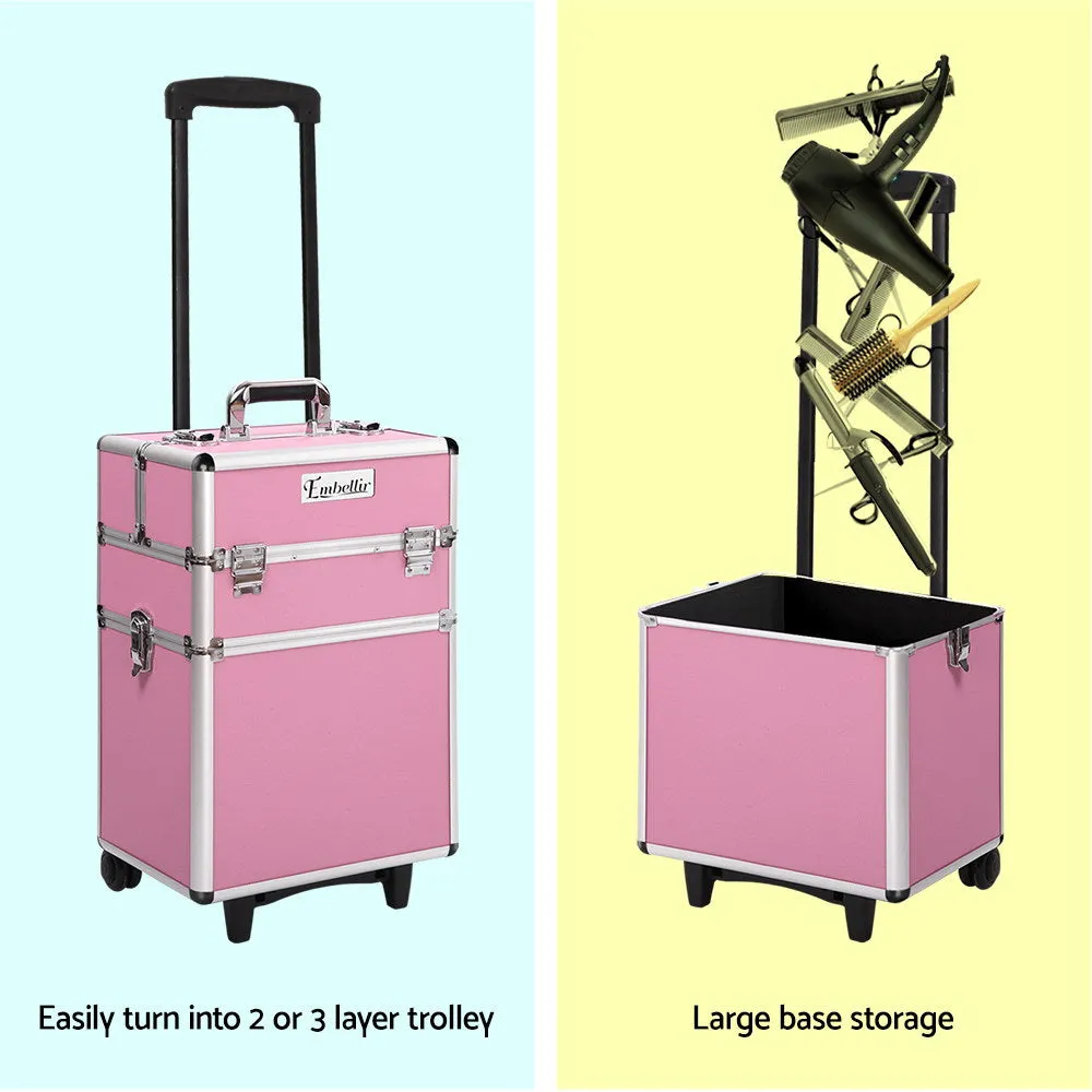 7-in-1 Aluminium Beauty Trolley w/ Velvet Lining - Embellir