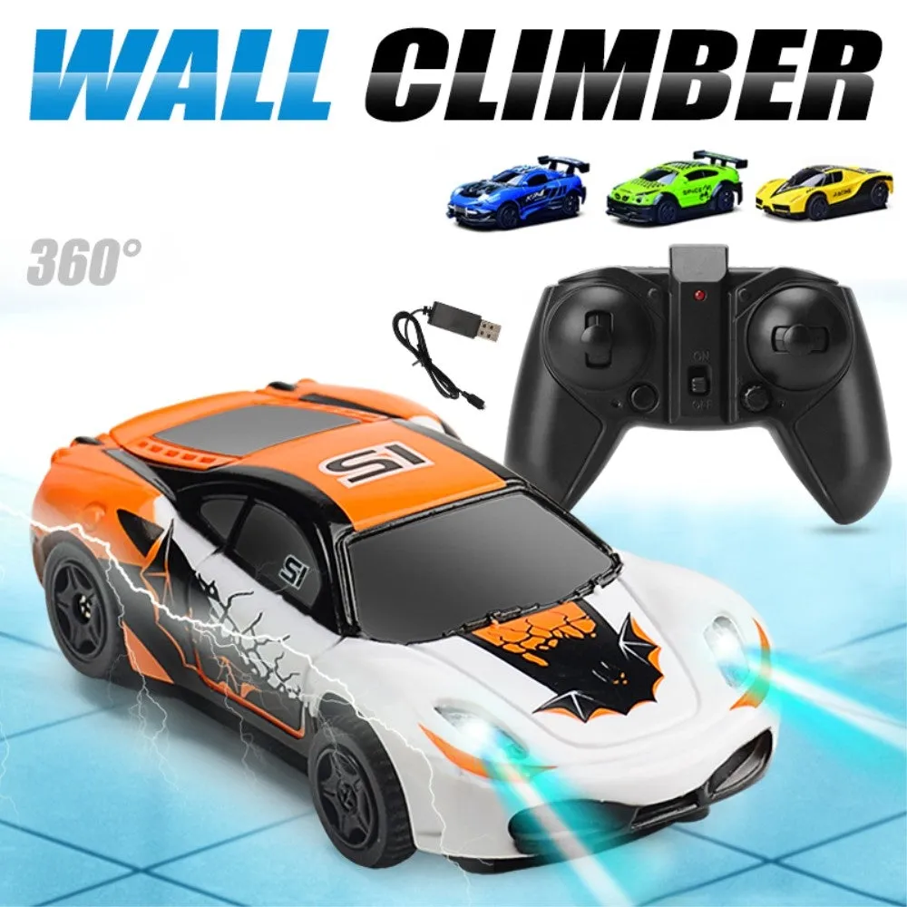 (8.5x3cm) Remote Controlled 2.4GHz Wall Climbing RC Car 360° Rotation Anti-Gravity - Orange