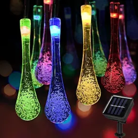 8M Teardrop Solar Powered Multi Colour String Lights