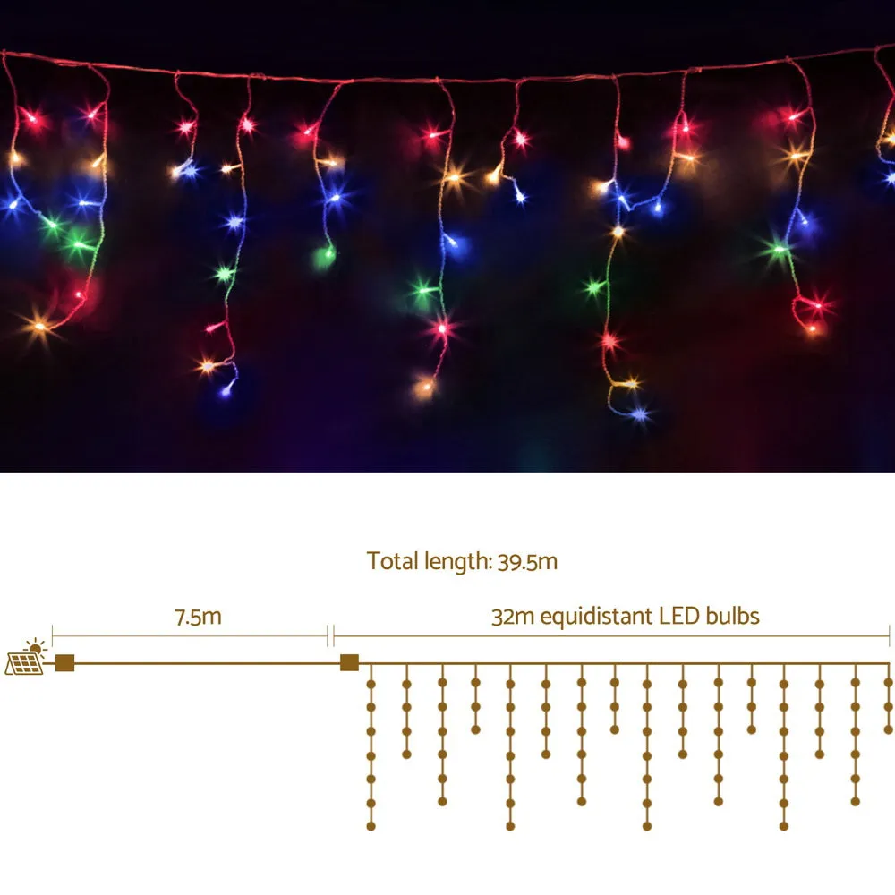 960 LED 32M Solar Icicle Christmas Lights, 8 Modes