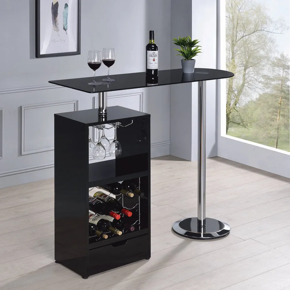 Alessia Contemporary Glossy Black Wood Bar Unit