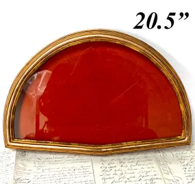 Antique Spanish Marked 20.5" Vanity or Hand Fan Shadowbox Style Display Frame, Gilded Wood