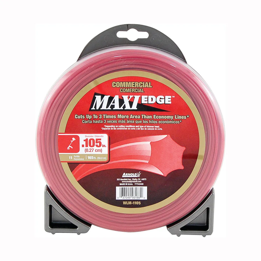 ARNOLD Maxi Edge WLM-1105 Trimmer Line, 0.105 in Dia, 165 ft L, Polymer, Red