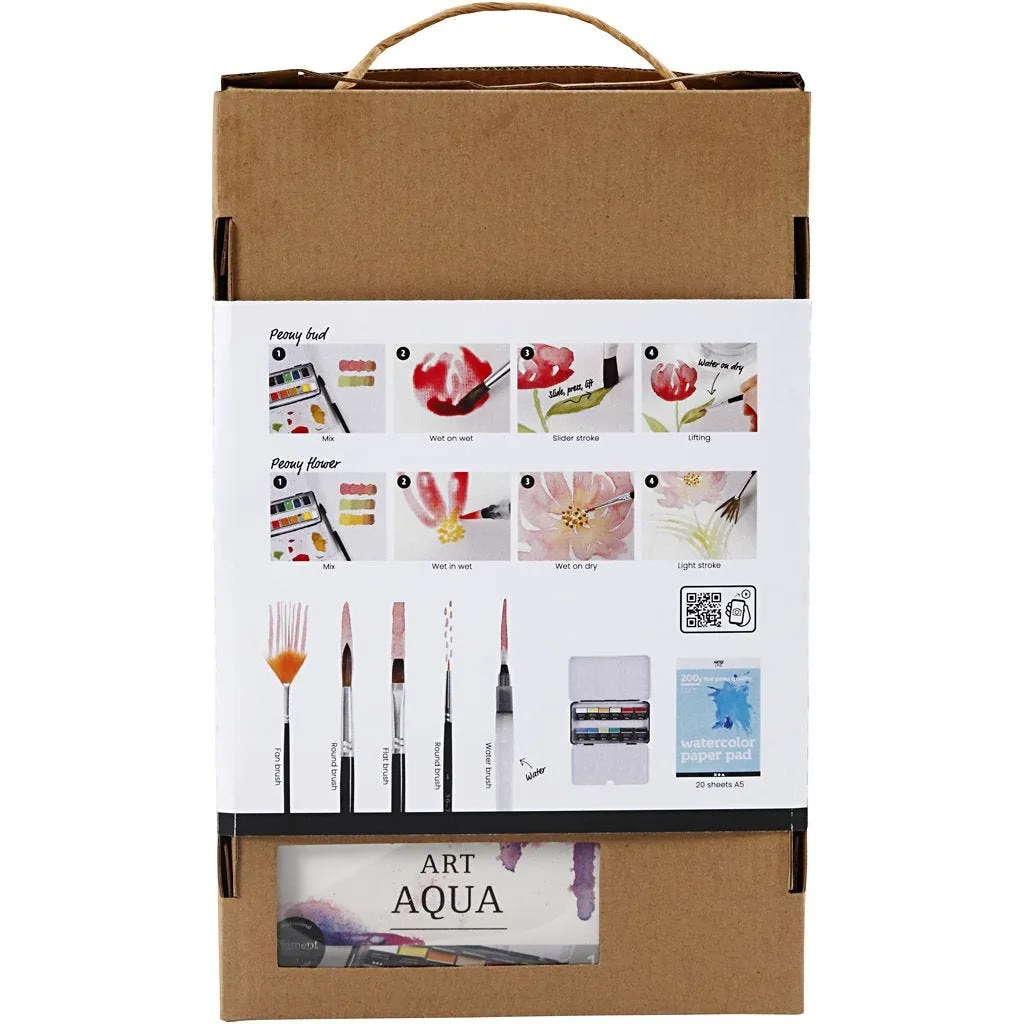 Art Aqua Watercolour Discover Training Kit Metal Box 12 Colours A5 200g