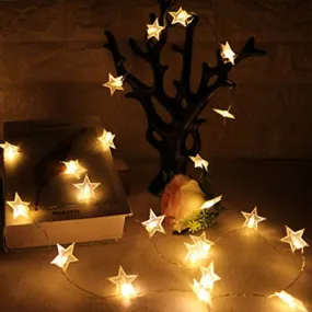 AtneP 20 Star Shape String Lights for Home Decoration Party Festival Diwali Christmas (Warm White Color)