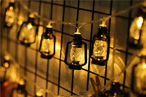 AtneP Black Lantern 16 LED Fairy String Lights for Home Decoration | Festival Decor Lights Diwali Christmas | Warm White