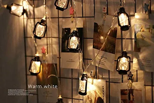 AtneP Black Lantern 16 LED Fairy String Lights for Home Decoration | Festival Decor Lights Diwali Christmas | Warm White