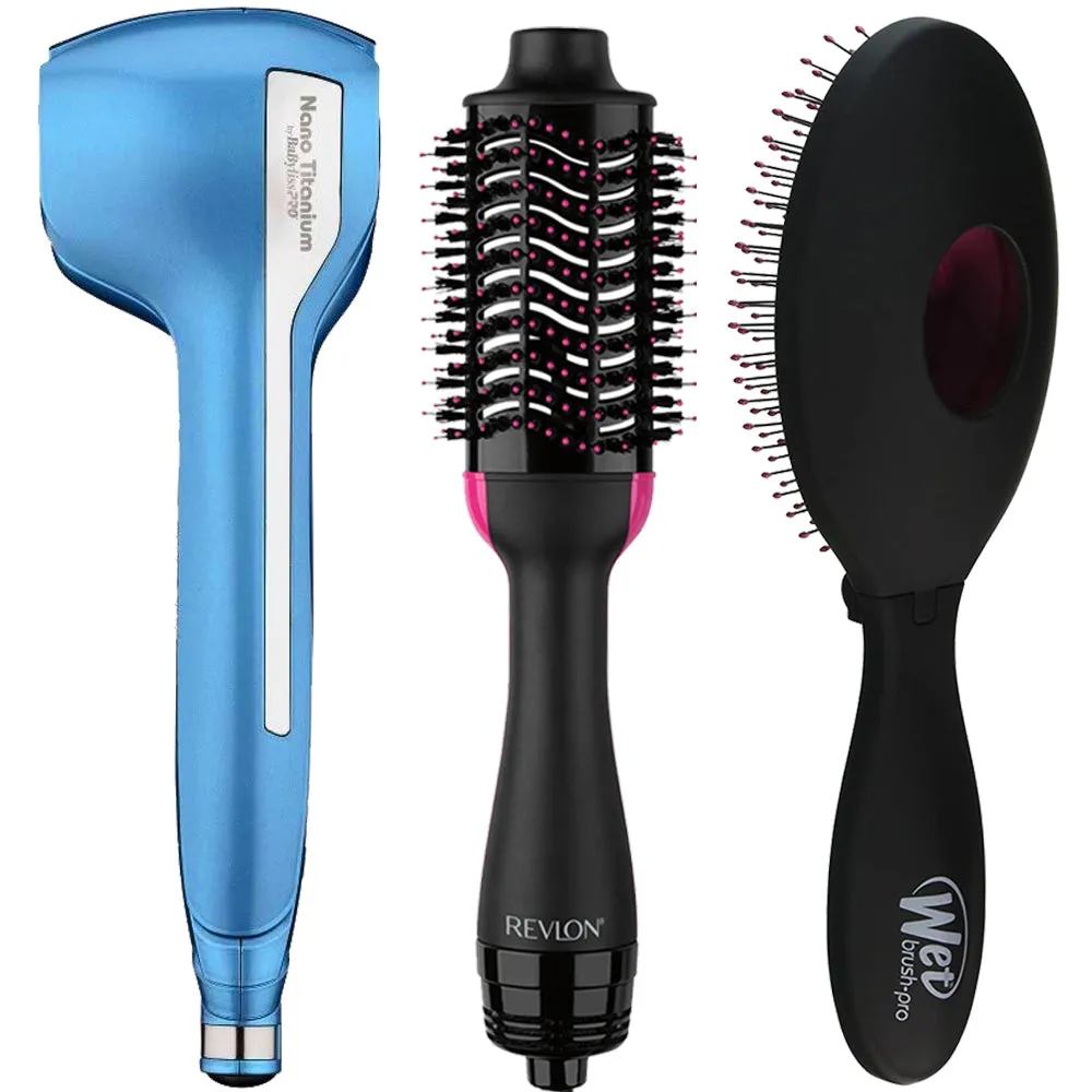 BaBylissPRO Nano Titanium Professional MiraCurl 3 3-in-1 Curl Machine   One-Step Hair Dryer Brush and Volumizer & Detangling Brush