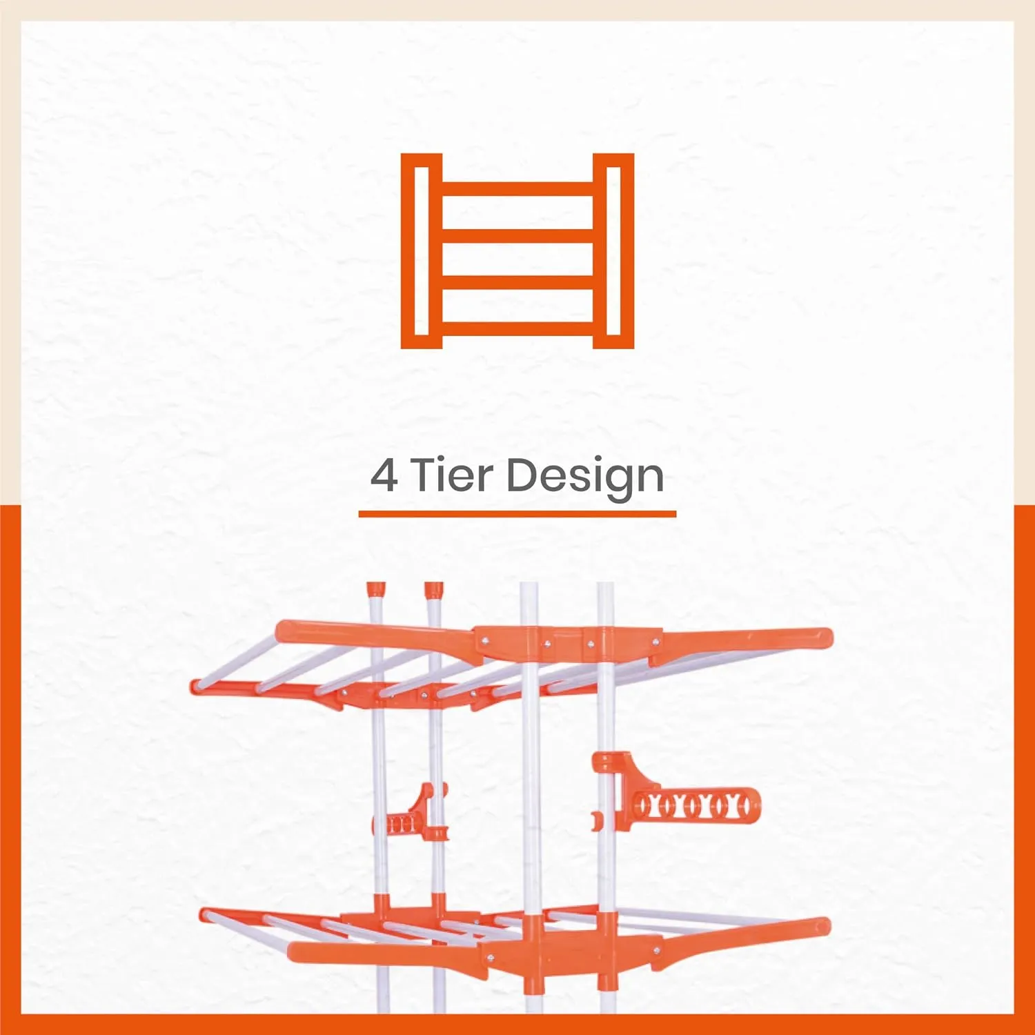 Bathla Mobidry Giga 4 Level Alloy Steel Modular Cloth Drying Stand (Orange, Extra-Large)