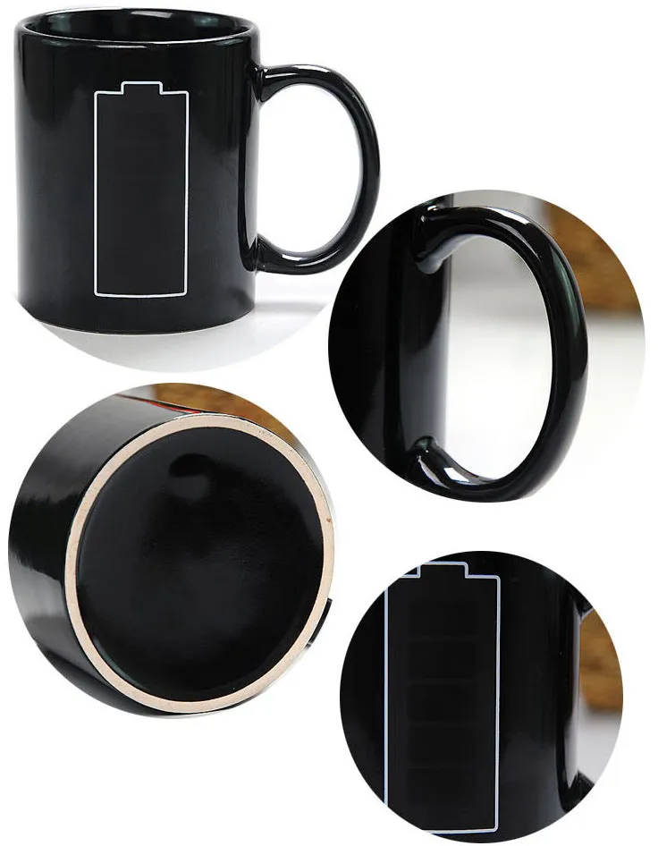 Battery display thermal temperature cup temperature sensitive color cup ceramic coffee mug