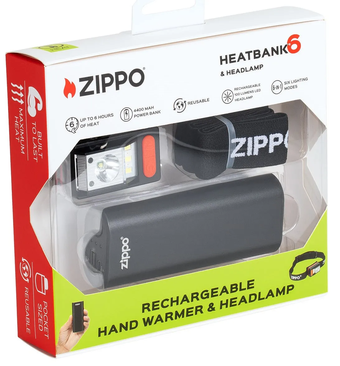 Black HeatBank® 6 Rechargeable Hand Warmer and Headlamp Gift Set