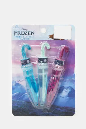 Blue And Purple Frozen Umbrella Bubble Wand Set (Pack of 3)