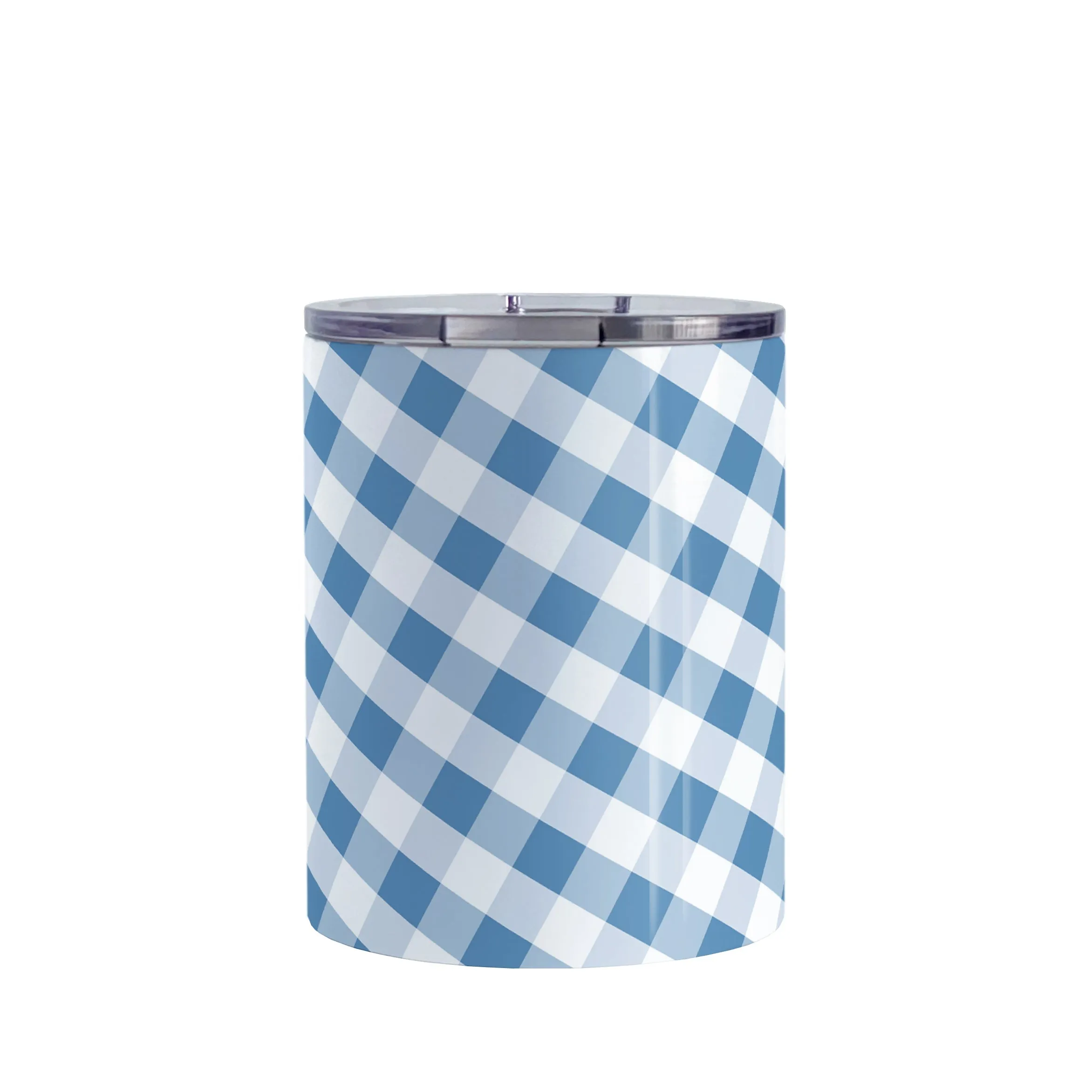 Blue Gingham Tumbler Cup