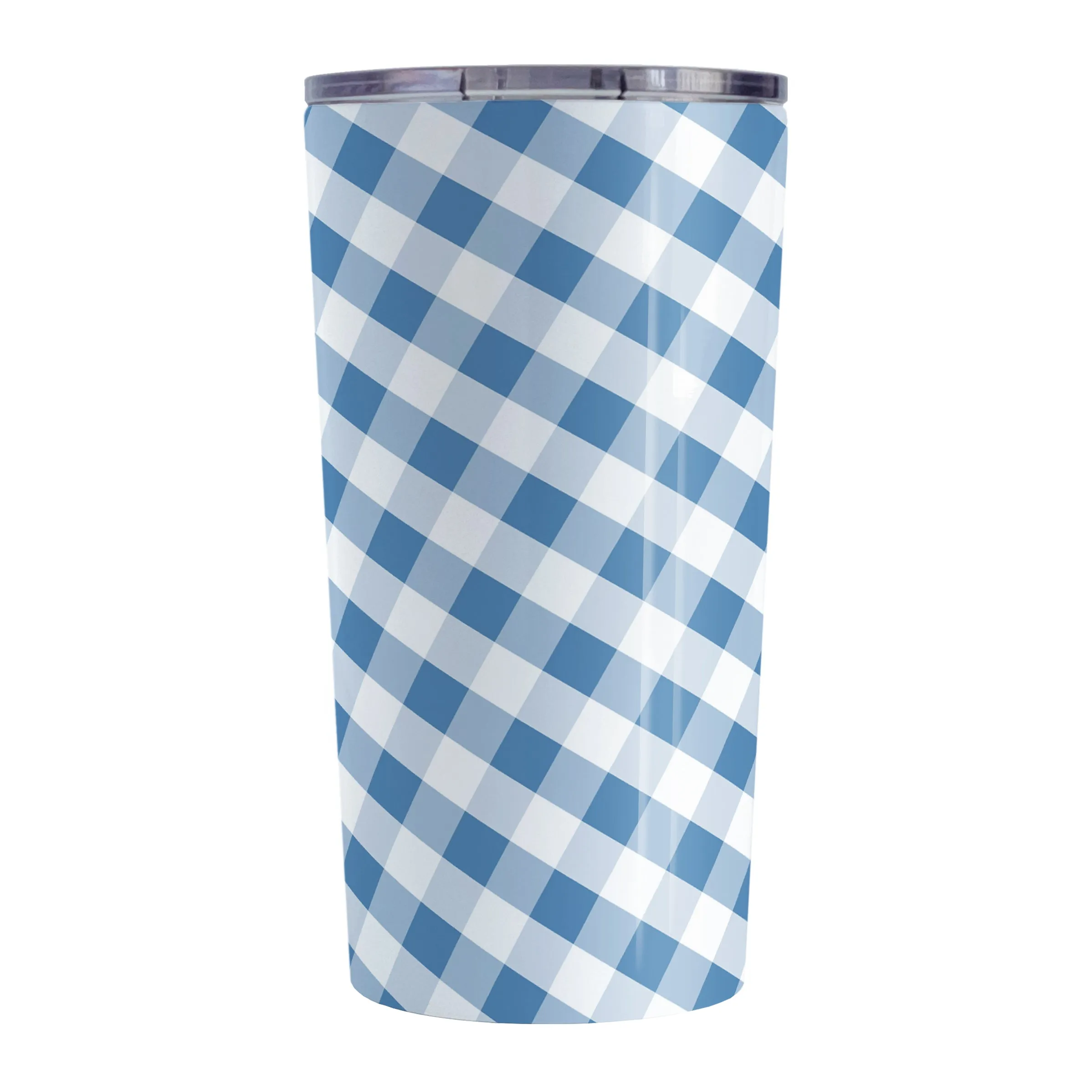 Blue Gingham Tumbler Cup