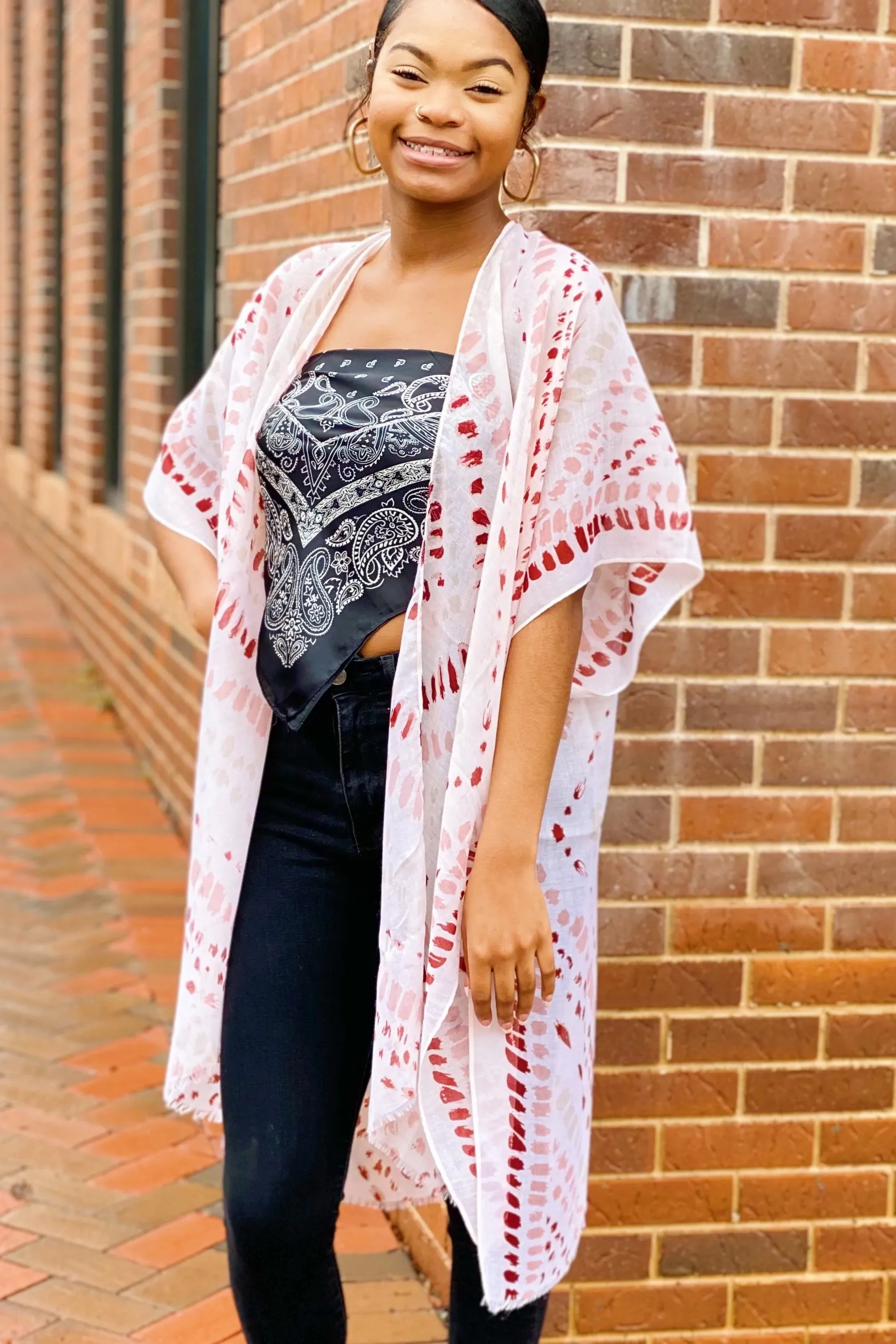 Boho Brush Stroke Kimono