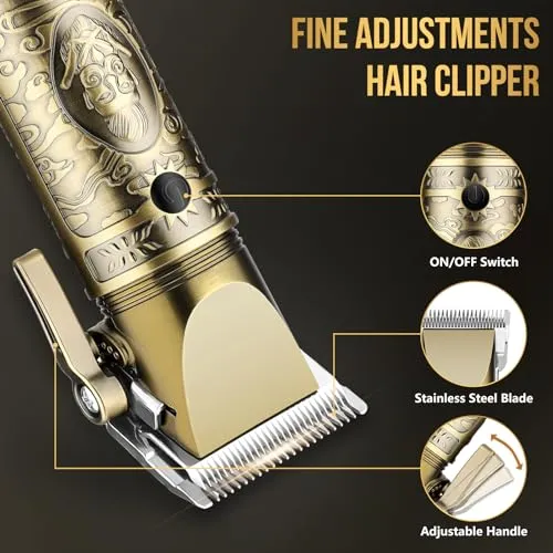 Bomxin Hair Clippers for Men T-Blade Nose Hair Trimmer Foil Shavers for Men Barber Barber Kit, Men Hair Clippers, Zero Gap Haircutting Set, Clippers for Hair Cutting, LCD Display (Bronze)