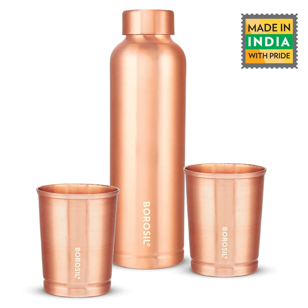 Borosil ECO Copper Bottle & Glass Set