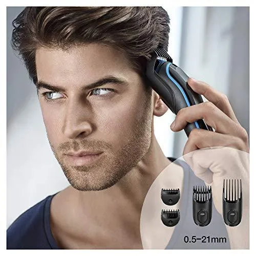 Braun All-in-one trimmer MGK3980, 9-in-1 Hair Clippers for Men, Beard Trimmer, Ear and Nose Trimmer, Body Groomer, Detail Trimmer, Cordless & Rechargeable, with Gillette ProGlide Razor, Black/Blue