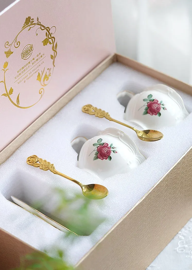 British Royal Ceramic Cups for Afternoon Tea, Elegant Ceramic Coffee Cups, Rose Bone China Porcelain Tea Cup Set, Unique Tea Cup and Saucer in Gift Box